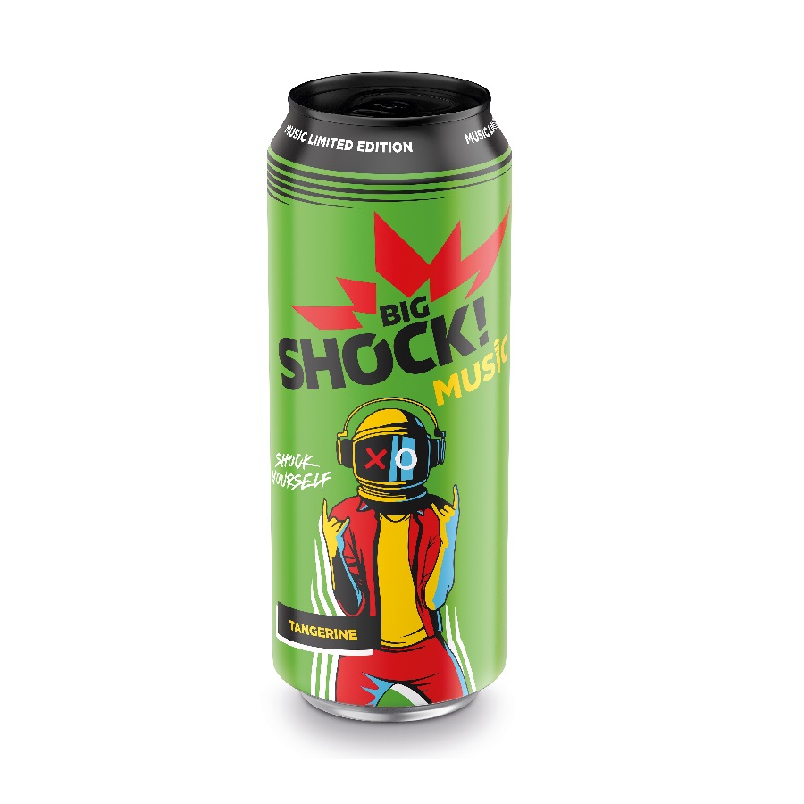 Ener.nápoj Shock 0.5l MUSIC tangerine plech