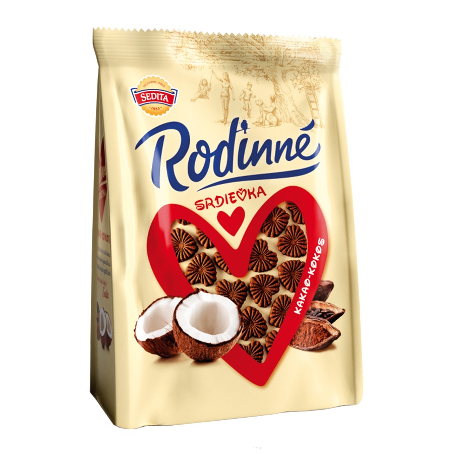 Sušenky rodinné Srdíčka kakao-kokos 170g